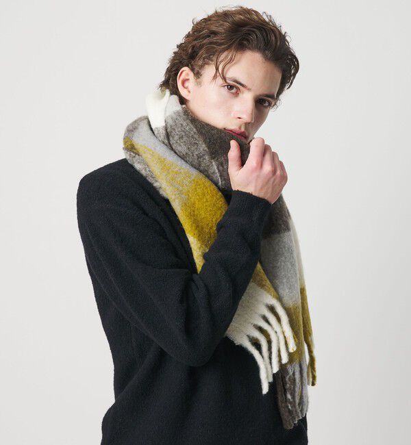 BEAUTY&YOUTH UNITED ARROWS「ブラッシュド ブロックチェック マフラー」|マフラー|MUSTARD