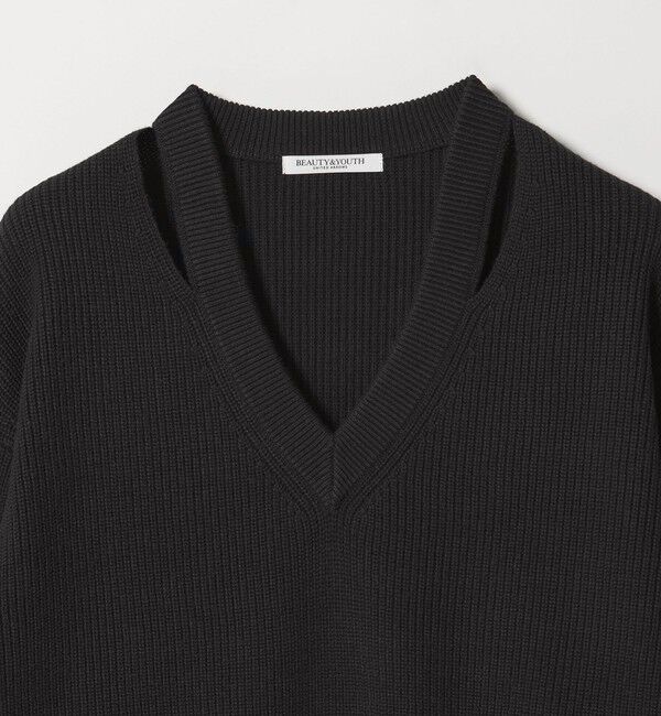 BEAUTY&YOUTH UNITED ARROWS「アゼ スリットVネック ニットプルオーバー ウォッシャブル」|ニット・セーター|