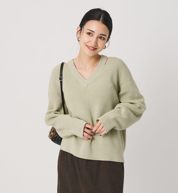 BEAUTY&YOUTH UNITED ARROWS「アゼ スリットVネック ニットプルオーバー ウォッシャブル」|ニット・セーター|