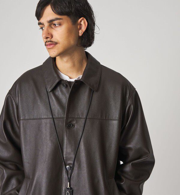 STEVEN ALAN「＜Steven Alan＞ シボ シープレザー カーコート」|ブルゾン・スタジャン|