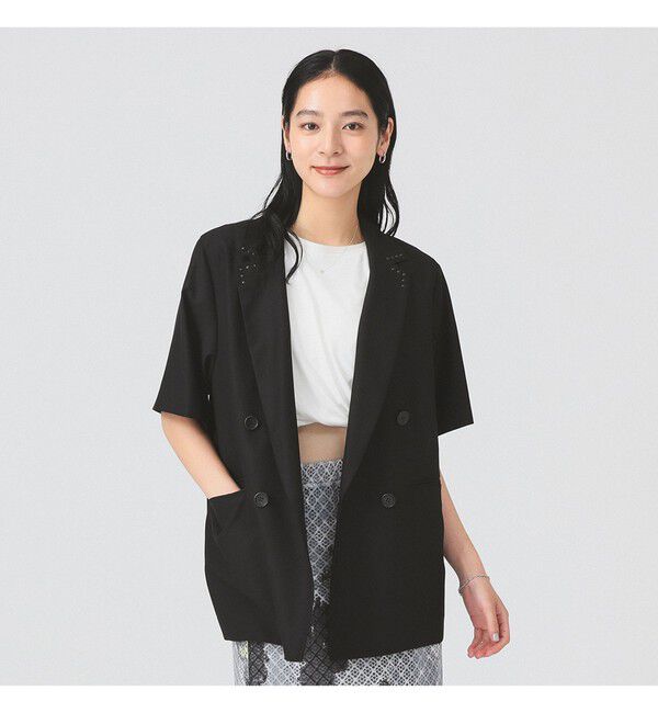 Ray BEAMS 「ラペル ドット ハーフスリーブ ジャケット」|テーラードジャケット|