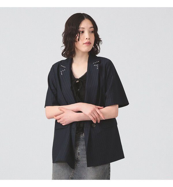 Ray BEAMS 「ラペル ドット ハーフスリーブ ジャケット」|テーラードジャケット|