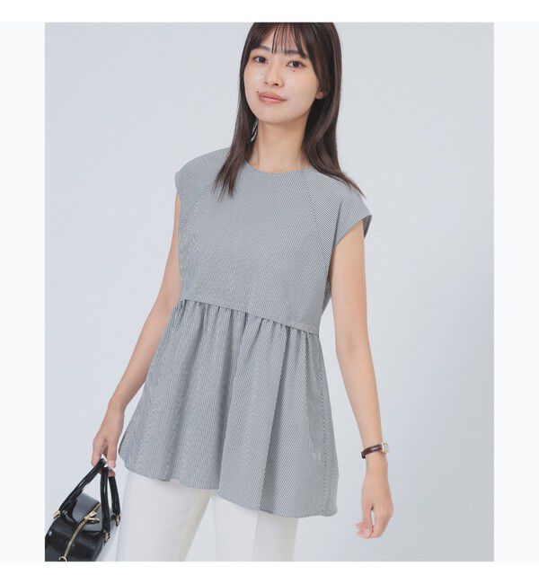 Demi-Luxe BEAMS 「ポリエステル レーヨン ペプラム ブラウス」|シャツ・ブラウス|STRIPE