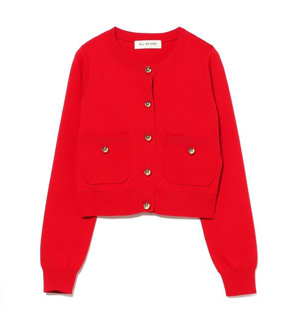 Ray BEAMS 「メタル ボタン クルーネック カーディガン」|カーディガン|