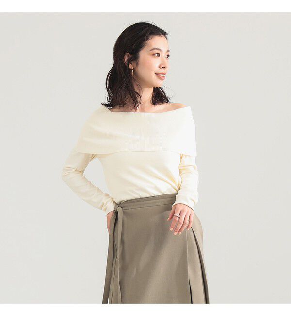 Demi-Luxe BEAMS 「レーヨン ポリエステル オフショルダー プルオーバー ニット」|ニット・セーター|