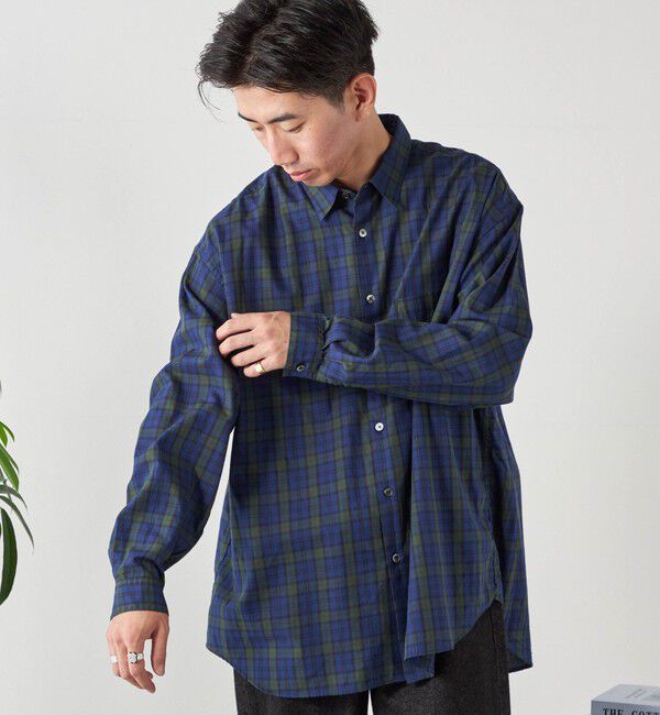 SHIPS any「SHIPS any: オーバーサイズ レギュラーカラー チェック／ストライプ 長袖 シャツ◇」|シャツ・ブラウス|