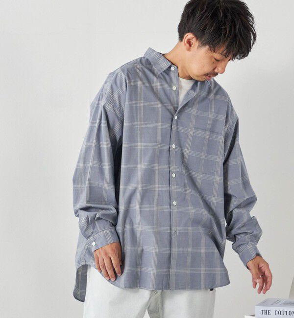 SHIPS any「SHIPS any: オーバーサイズ レギュラーカラー チェック／ストライプ 長袖 シャツ◇」|シャツ・ブラウス|