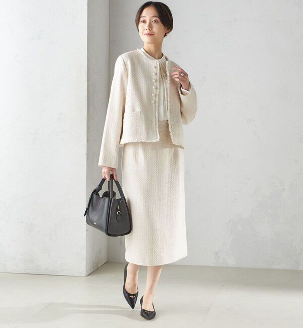 SHIPS for women「〈セレモニー対応可〉スラブ ツイード ノーカラー ジャケット（セットアップ対応）」|ノーカラージャケット|