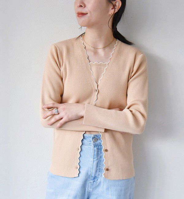 quaranciel「quaranciel:〈手洗い可能〉スカラップ カーディガン & タンクトップ アンサンブル」|カーディガン|