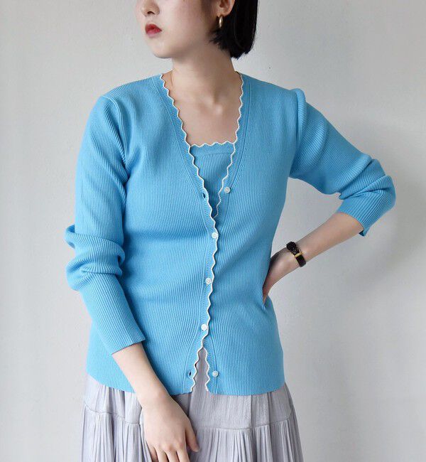 quaranciel「quaranciel:〈手洗い可能〉スカラップ カーディガン & タンクトップ アンサンブル」|カーディガン|