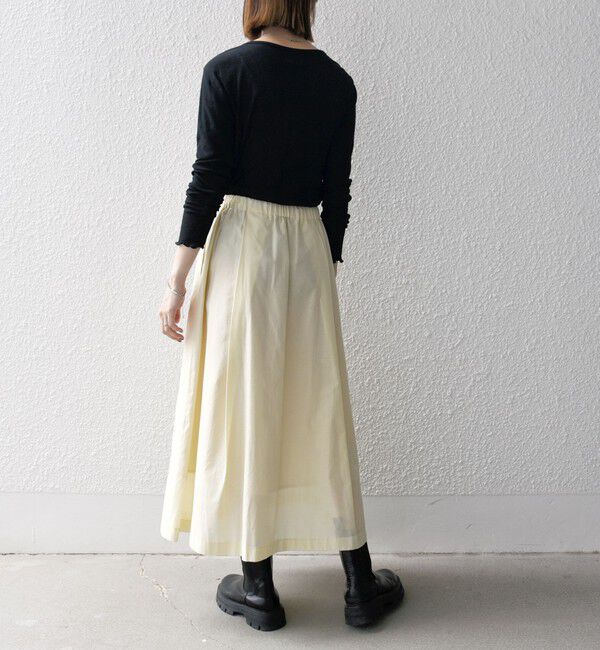 SHIPS any「SHIPS any:〈手洗い可能〉ヴィンテージサテン ランダムタック フレア スカート」|スカート|