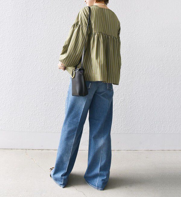 SHIPS for women「【WEB限定】〈手洗い可能〉前後 2WAY リボン デザイン ストライプ ブラウス」|シャツ・ブラウス|