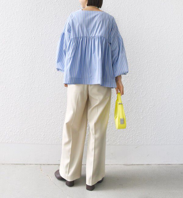 SHIPS for women「【WEB限定】〈手洗い可能〉前後 2WAY リボン デザイン ストライプ ブラウス」|シャツ・ブラウス|