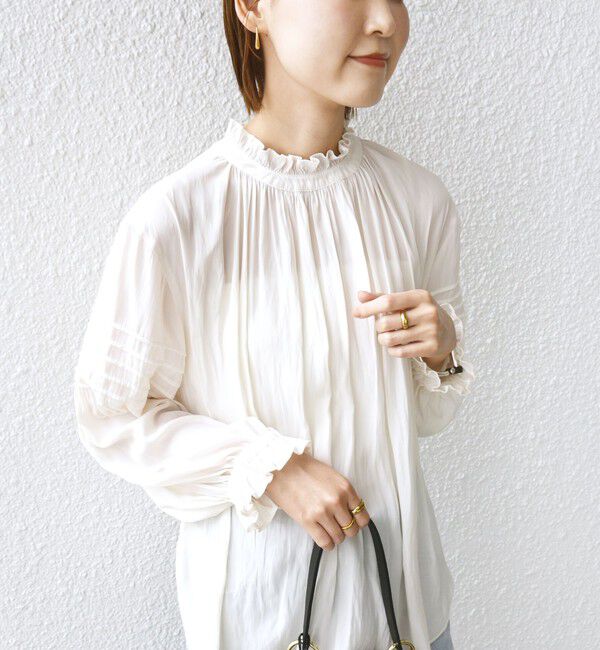 SHIPS for women「〈手洗い可能〉割繊 前後 2WAY 袖タック デザイン ブラウス」|シャツ・ブラウス|