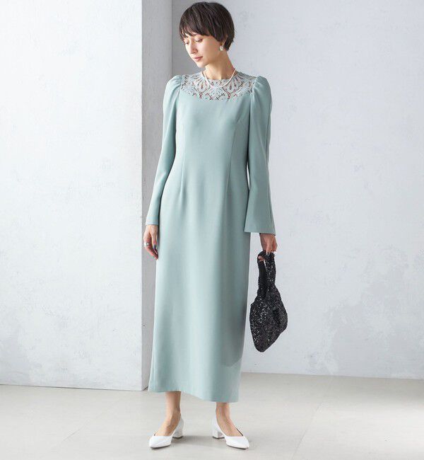 SHIPS for women「troisiemeCHACO:レース 切替 ワンピース（セレモニー対応可）」|ワンピース|