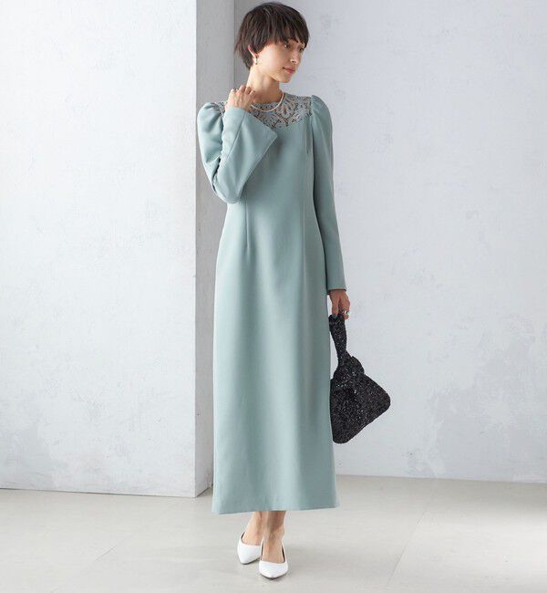 SHIPS for women「troisiemeCHACO:レース 切替 ワンピース（セレモニー対応可）」|ワンピース|