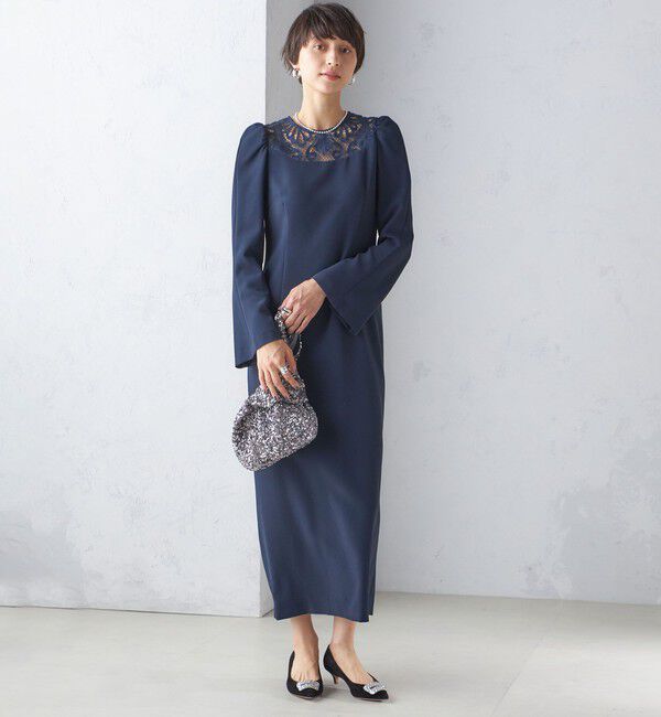 SHIPS for women「troisiemeCHACO:レース 切替 ワンピース（セレモニー対応可）」|ワンピース|