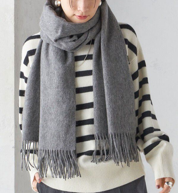 SHIPS for women「ウール カシミヤ ウォッシャブル ストール」|マフラー|ダークグレー