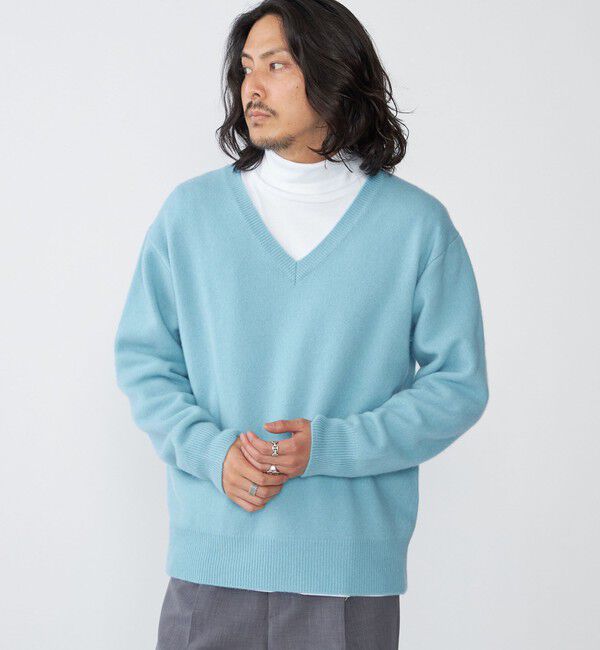 SHIPS「SHIPS:〈手洗い可能〉ソフト ウール Vネック ニット（アンサンブル対応）」|ニット・セーター|ライトブルー