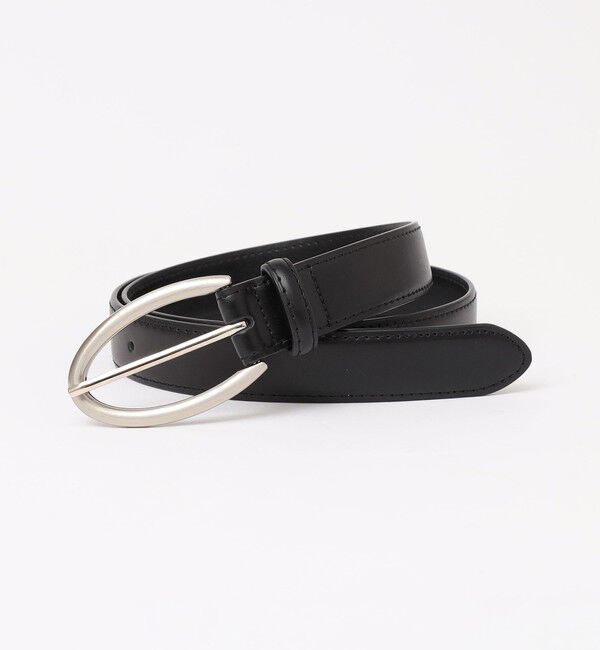 quaranciel「quaranciel: オーバル バックル ステッチ レザー ベルト」|ベルト|シルバー