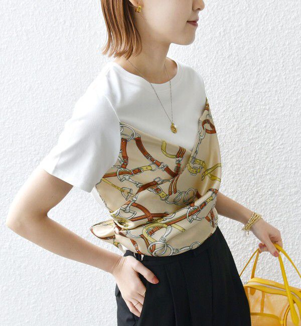 SHIPS for women「【WEB限定】〈手洗い可能〉スカーフ コンビ TEE」|Tシャツ・カットソー|