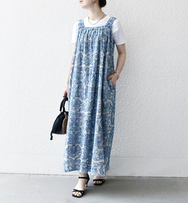 SHIPS any「SHIPS any:〈手洗い可能〉メッシュ ジャカード ギャザー Iライン ワンピース」|ワンピース|