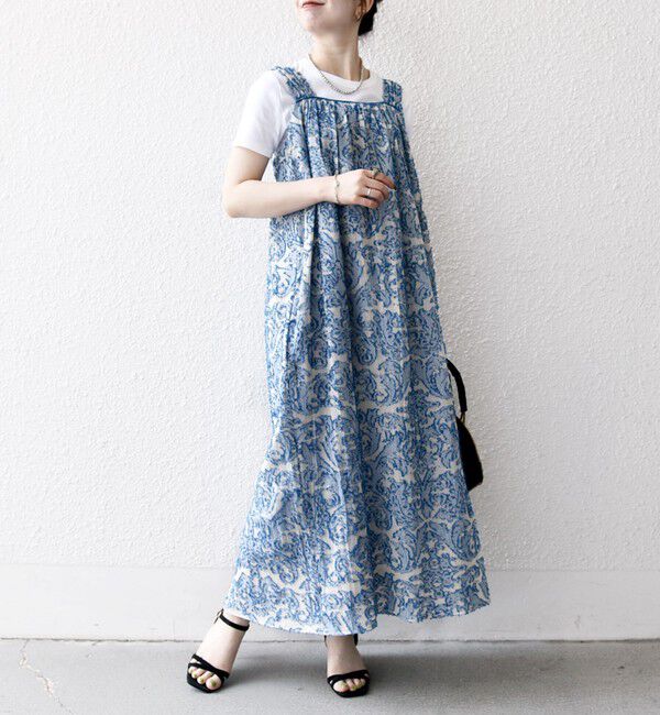 SHIPS any「SHIPS any:〈手洗い可能〉メッシュ ジャカード ギャザー Iライン ワンピース」|ワンピース|