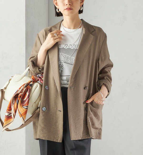 SHIPS for women「〈手洗い可能〉シアー シルク混 ジャケット」|テーラードジャケット|ライトブラウン