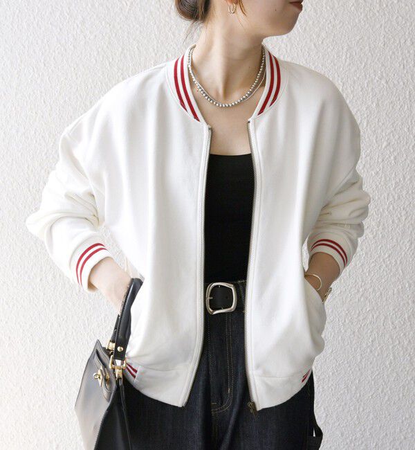 SHIPS any「【SHIPS any別注】La Hutte:〈洗濯機可能〉裏起毛 ロゴ ジップ ブルゾン」|ブルゾン・スタジャン|