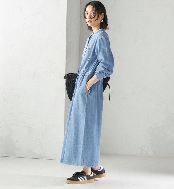 SHIPS for women「〈洗濯機可能〉ライトオンス デニム ウエスト 切替 ワンピース」|ワンピース|