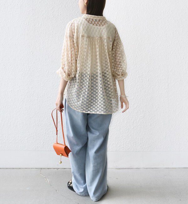 SHIPS for women「〈手洗い可能〉フラワー チュール 刺繍 シャツ」|シャツ・ブラウス|