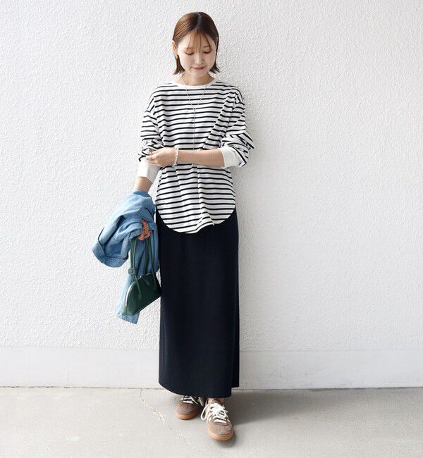 SHIPS for women「コットン 天竺 ラウンド ヘム 袖 リブ カットソー」|Tシャツ・カットソー|