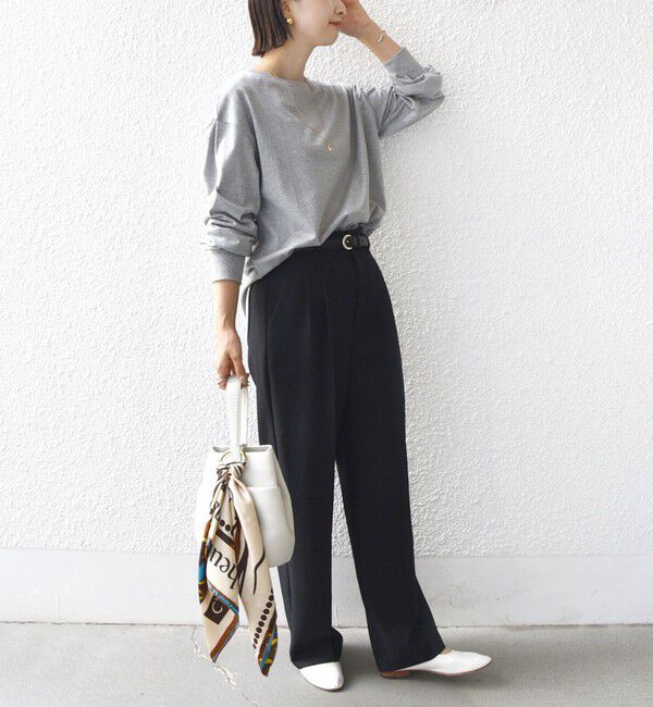 SHIPS for women「コットン 天竺 ラウンド ヘム 袖 リブ カットソー」|Tシャツ・カットソー|