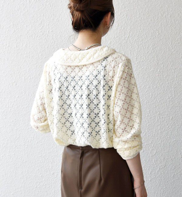 SHIPS any「SHIPS any:〈手洗い可能〉起毛 レース パイピング プルオーバー」|Tシャツ・カットソー|