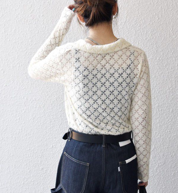 SHIPS any「SHIPS any:〈手洗い可能〉起毛 レース 開襟 スキッパー プルオーバー」|Tシャツ・カットソー|