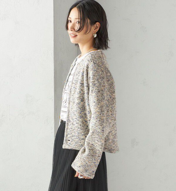 SHIPS for women「〈手洗い可能〉ミックス ヤーン ニット ジャケット」|カーディガン|