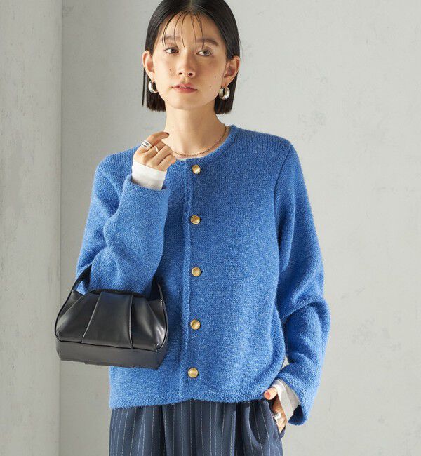 SHIPS for women「〈手洗い可能〉ミックス ヤーン ニット ジャケット」|カーディガン|ブルー