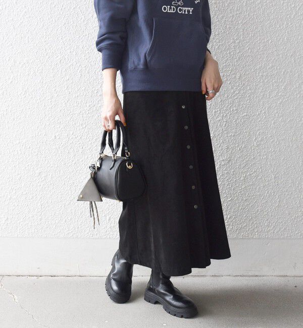 SHIPS any「SHIPS any: ポリエステル スエード フロント ボタン Aライン スカート」|スカート|