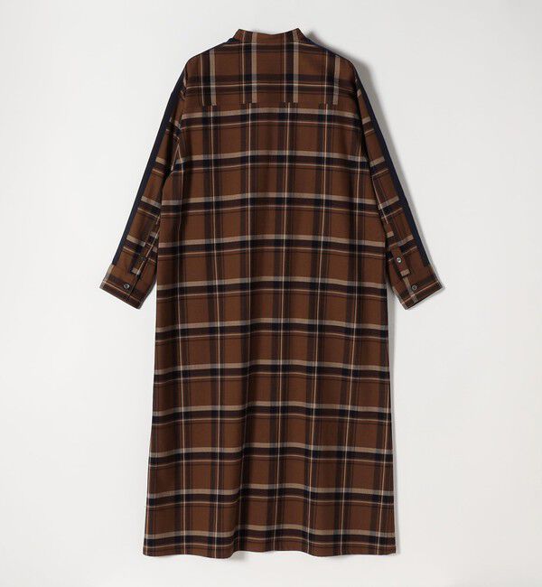 quaranciel「quaranciel: バンドカラー ライン チェック ポケット シャツ ワンピース」|ワンピース|