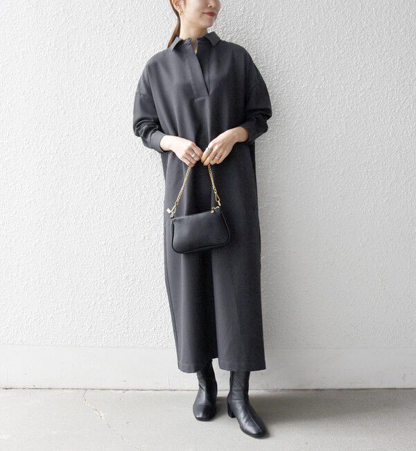 SHIPS any「SHIPS any:〈洗濯機可能〉サージ スキッパー シャツ ワンピース」|ワンピース|