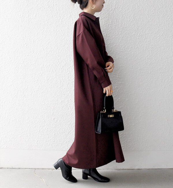 SHIPS any「SHIPS any:〈洗濯機可能〉サージ スキッパー シャツ ワンピース」|ワンピース|