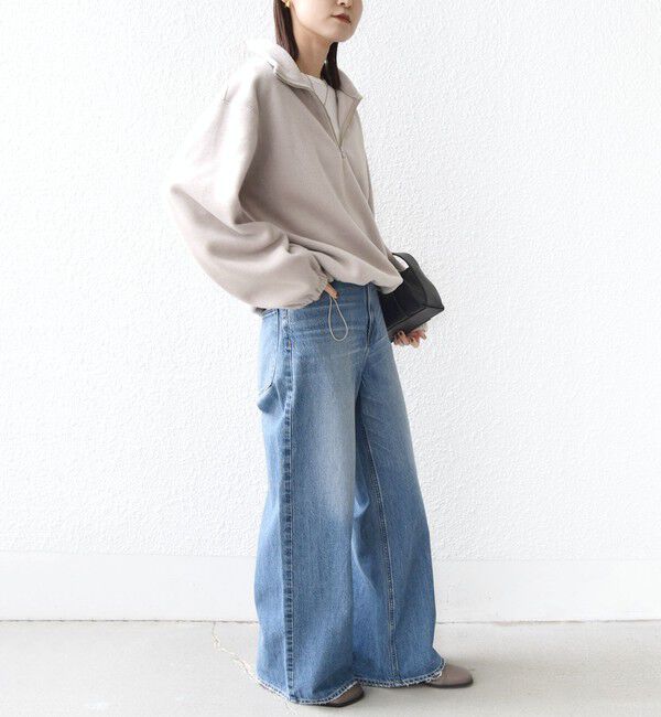 SHIPS for women「〈洗濯機可能〉フリース 裾 ドロスト ハーフ ジップ プルオーバー」|Tシャツ・カットソー|