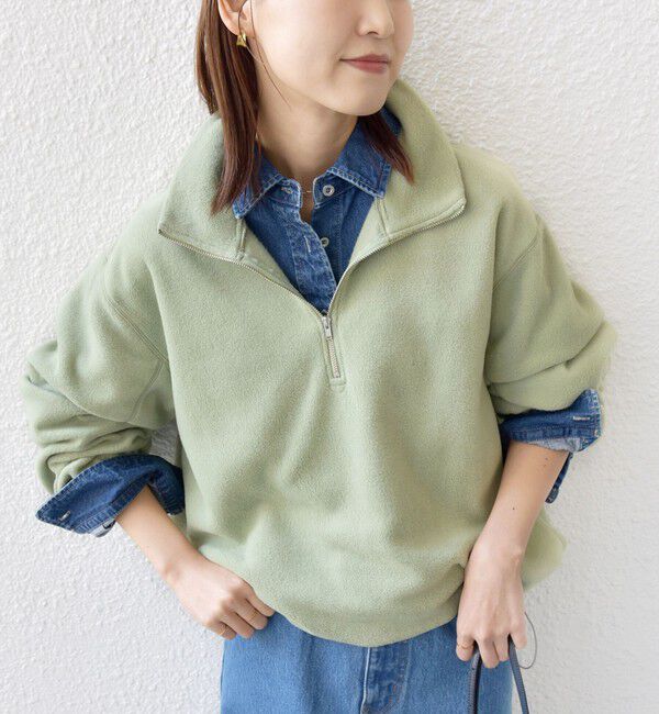 SHIPS for women「〈洗濯機可能〉フリース 裾 ドロスト ハーフ ジップ プルオーバー」|Tシャツ・カットソー|