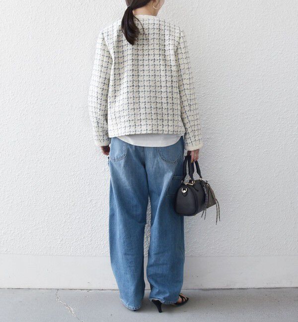 SHIPS any「SHIPS any: ツイード  パイピング ノーカラー ジャケット」|ノーカラージャケット|