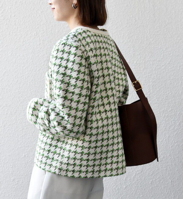 SHIPS any「SHIPS any: ツイード  パイピング ノーカラー ジャケット」|ノーカラージャケット|