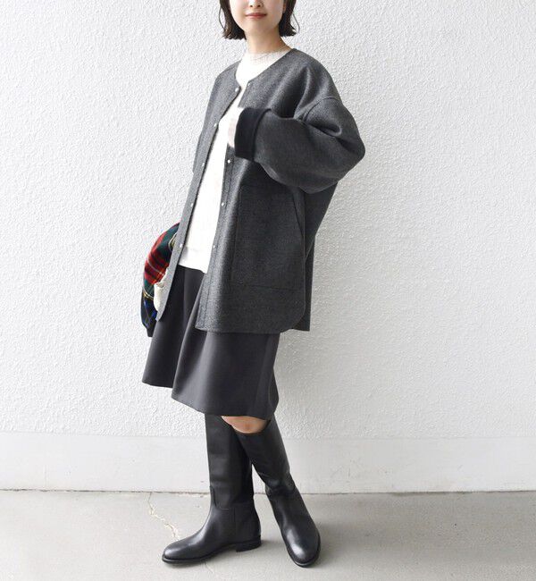 SHIPS for women「セミ 梳毛 配色 リバー ノーカラー コート」|ノーカラーコート|