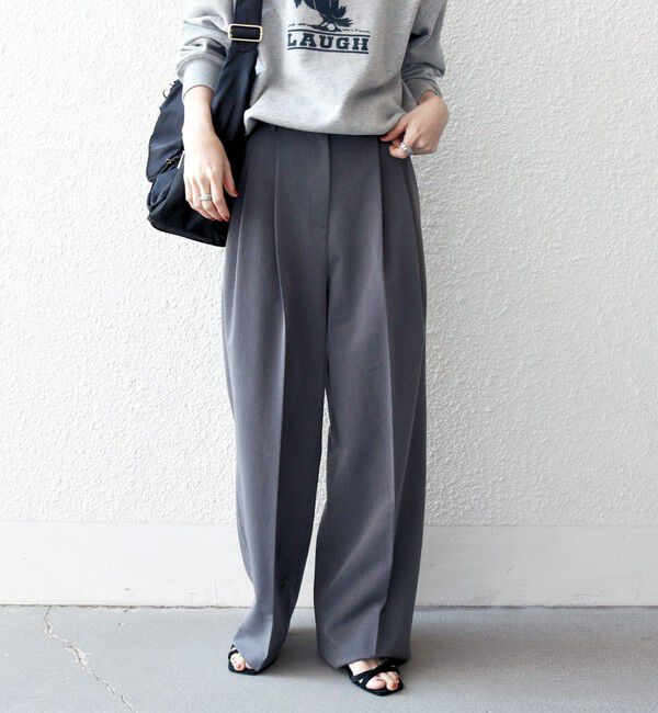 SHIPS any「《予約》SHIPS any:〈手洗い可能〉2タック ワイド パンツ」|スラックス|