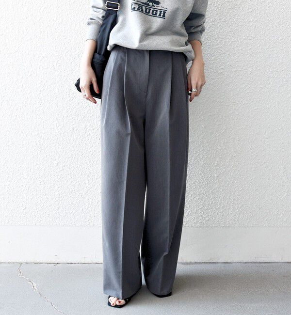 SHIPS any「《予約》SHIPS any:〈手洗い可能〉2タック ワイド パンツ」|スラックス|