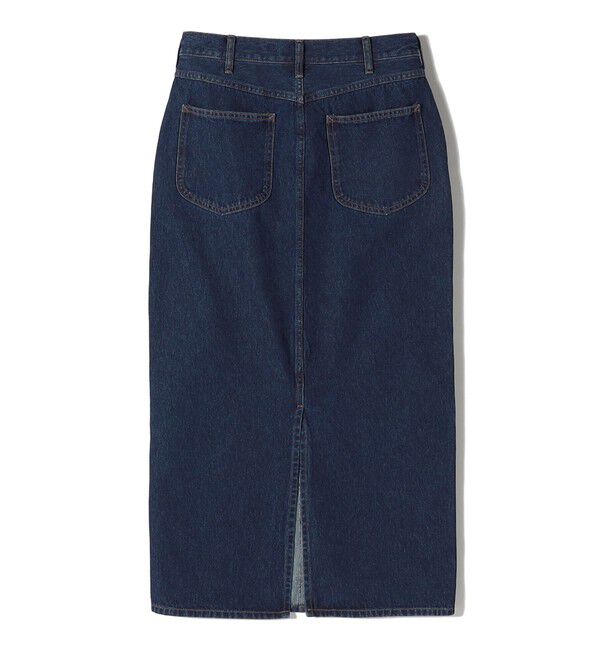SHIPS Primary Navy Label:ワンウォッシュ 5ポケット デニム スカート