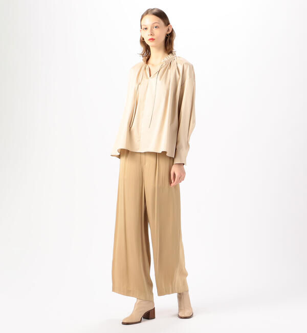 Ballsey「ハイカウントサテン ネックフリルブラウス」|シャツ・ブラウス|